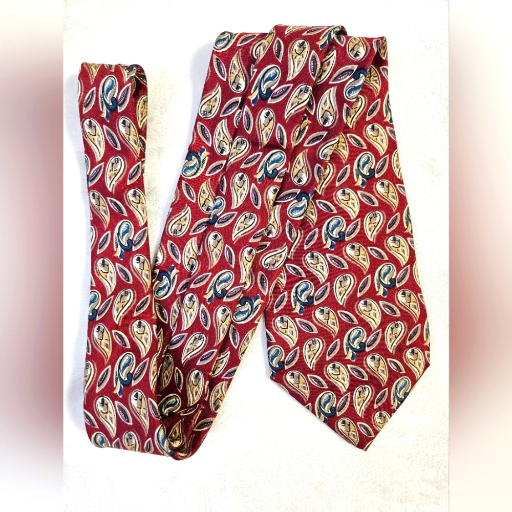 Vintage Christian Dior Monsieur Paisley Maroon Red Men's Silk Tie 57"x4"